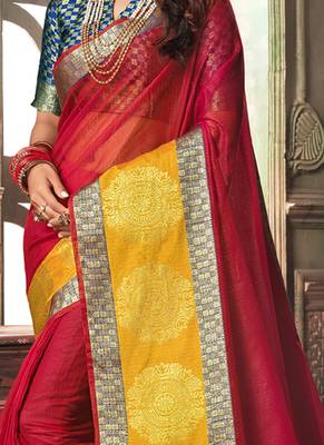 Maroon Plain Cotton Silk Saree With Blouse 2