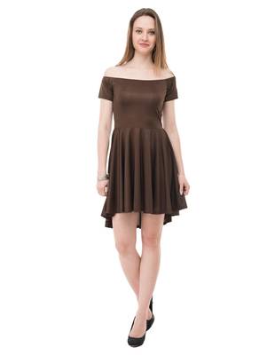 Women's Brown Fit & Flare  Mini Dress 1