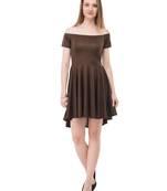 Women's Brown Fit & Flare  Mini Dress