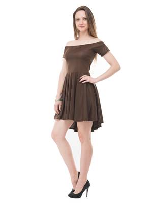 Women's Brown Fit & Flare  Mini Dress 5