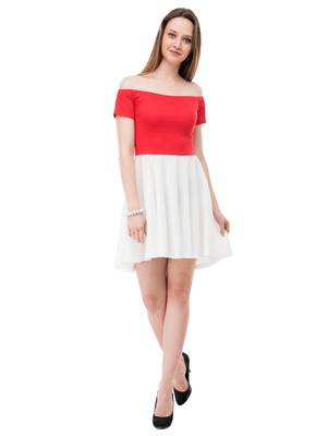 Women's Red Fit & Flare Mini Dress 1