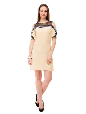 Women's Beige A-Line Mini Dress 1