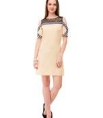 Women's Beige A-Line Mini Dress