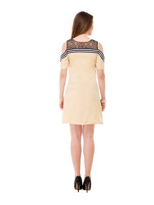 Women's Beige A-Line Mini Dress 3