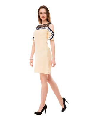 Women's Beige A-Line Mini Dress 5