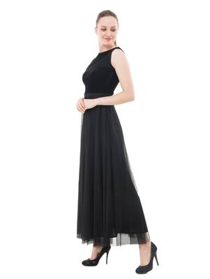 Women's Black Fit & Flare Maxi Dress 2