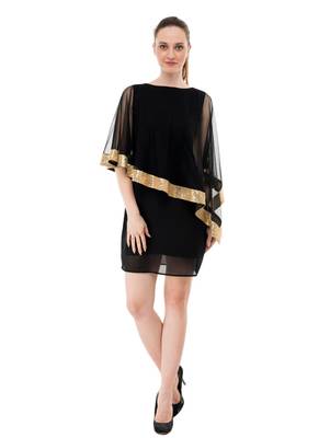 Women's Black A-Line Short Dress 1