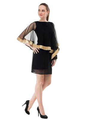 Women's Black A-Line Short Dress 2