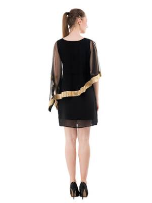 Women's Black A-Line Short Dress 3