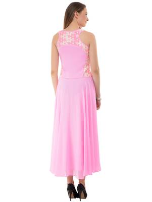 Women's Pink Fit & Flare Maxi Dress 3