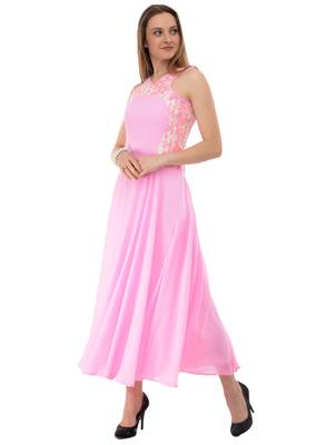 Women's Pink Fit & Flare Maxi Dress 5