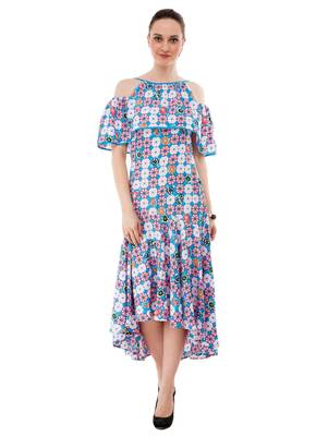 Women's Multi-Coloured Fit & Flare  Knee Dress 1