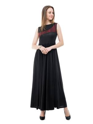 Women's Black Fit & Flare Maxi Dress 1