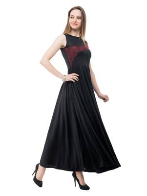 Women's Black Fit & Flare Maxi Dress 2