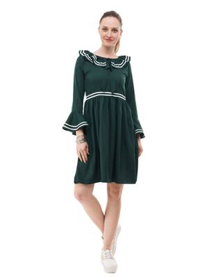 Women's Green Fit & Flare Short Dress 1