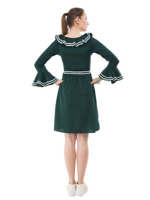 Women's Green Fit & Flare Short Dress 3