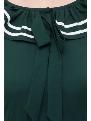 Women's Green Fit & Flare Short Dress 4