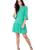 Green plain crepe dresses