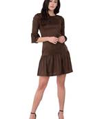 Brown plain crepe dresses