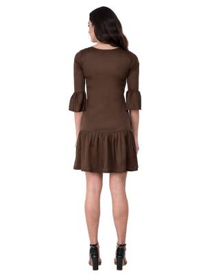 Brown plain crepe dresses 3