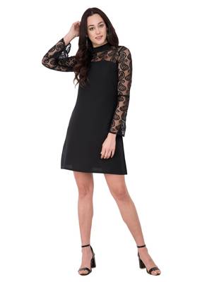 Black plain crepe dresses 1