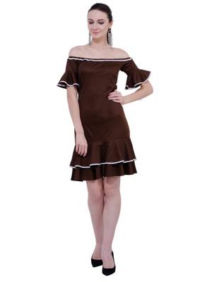 Brown plain crepe dresses 1