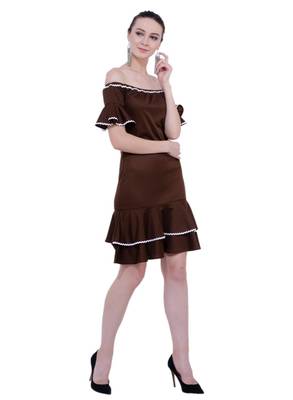 Brown plain crepe dresses 2