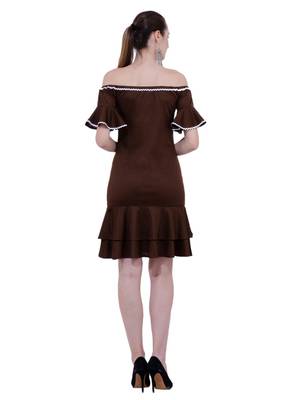 Brown plain crepe dresses 3