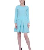 blue plain crepe dresses