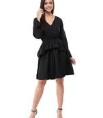 Women's Crepe Black Wrap Mini Dress