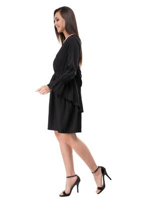 Women's Crepe Black Wrap Mini Dress 2