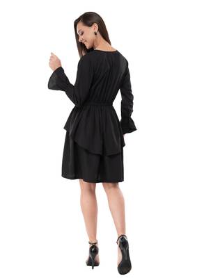 Women's Crepe Black Wrap Mini Dress 3