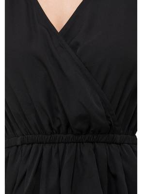 Women's Crepe Black Wrap Mini Dress 4