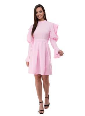 Women's Crepe Pink Pleated Mini Dress 1