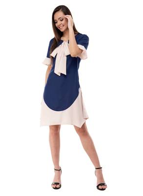 Women's Crepe Navy Blue A-Line Mini Dress 1