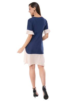 Women's Crepe Navy Blue A-Line Mini Dress 3
