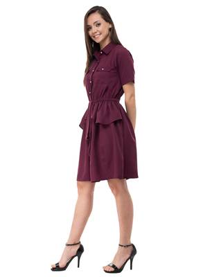 Women's Crepe Brown A-Line Mini Dress 2