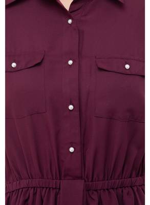 Women's Crepe Brown A-Line Mini Dress 4