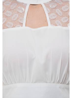 Women's Crepe Off White Pleated Mini Dress 4