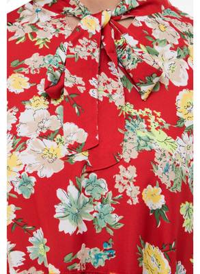 Women's Crepe Red Printed Maxi Dress 4