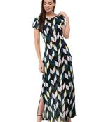 Women's Crepe Off White Printed Maxi Dress
