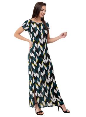 Women's Crepe Off White Printed Maxi Dress 5