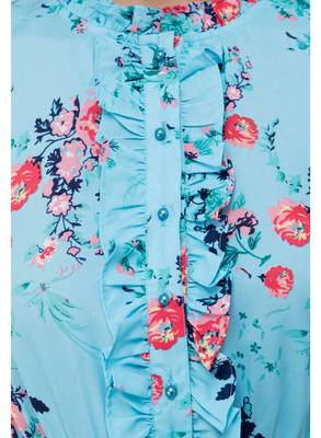 Women's Crepe Turquoise Printed Maxi Dress 4