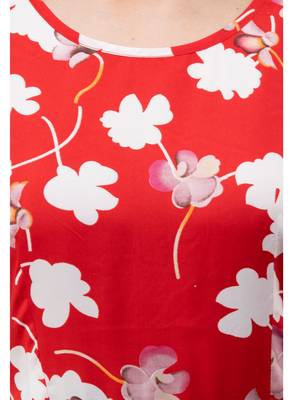 Women's Crepe Red Printed Maxi Dress 4