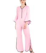 Women's Crepe Pink Casual Jumpsuit