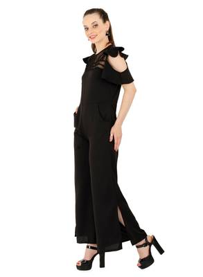 Women's Crepe Black Casual Jumpsuit 5