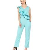 Women's Crepe Sky Blue Casual Jumpsuit