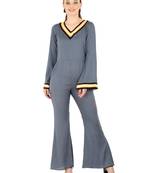 Women's Crepe Grey Casual Jumpsuit