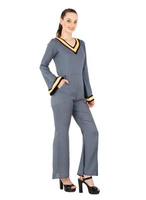 Women's Crepe Grey Casual Jumpsuit 2