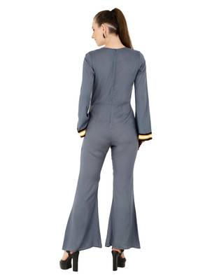 Women's Crepe Grey Casual Jumpsuit 3